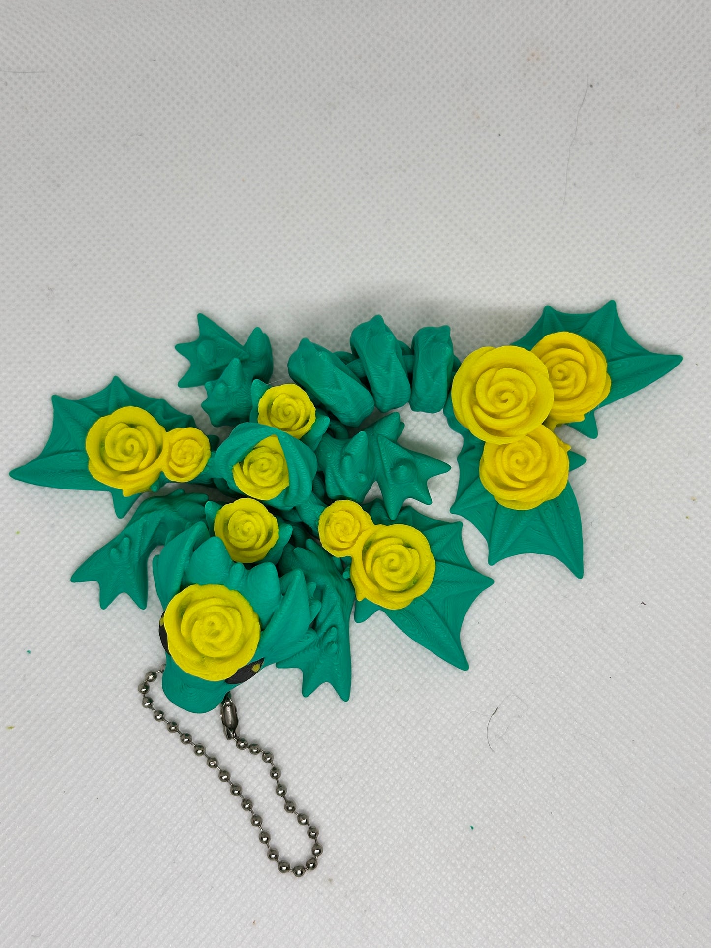 Tiny rose dragon keychain 4"