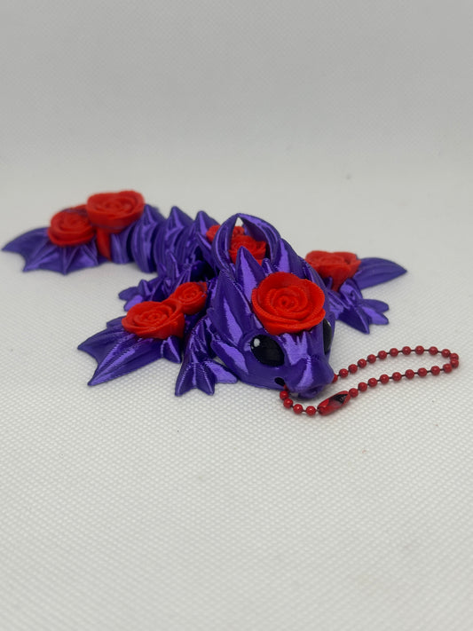 Tiny rose dragon keychain 4"